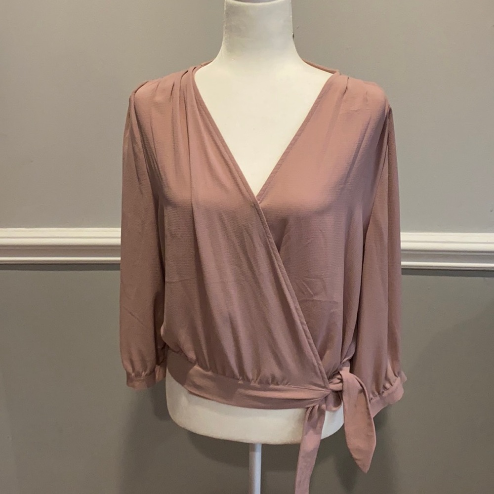 Mauve wrap front blouse